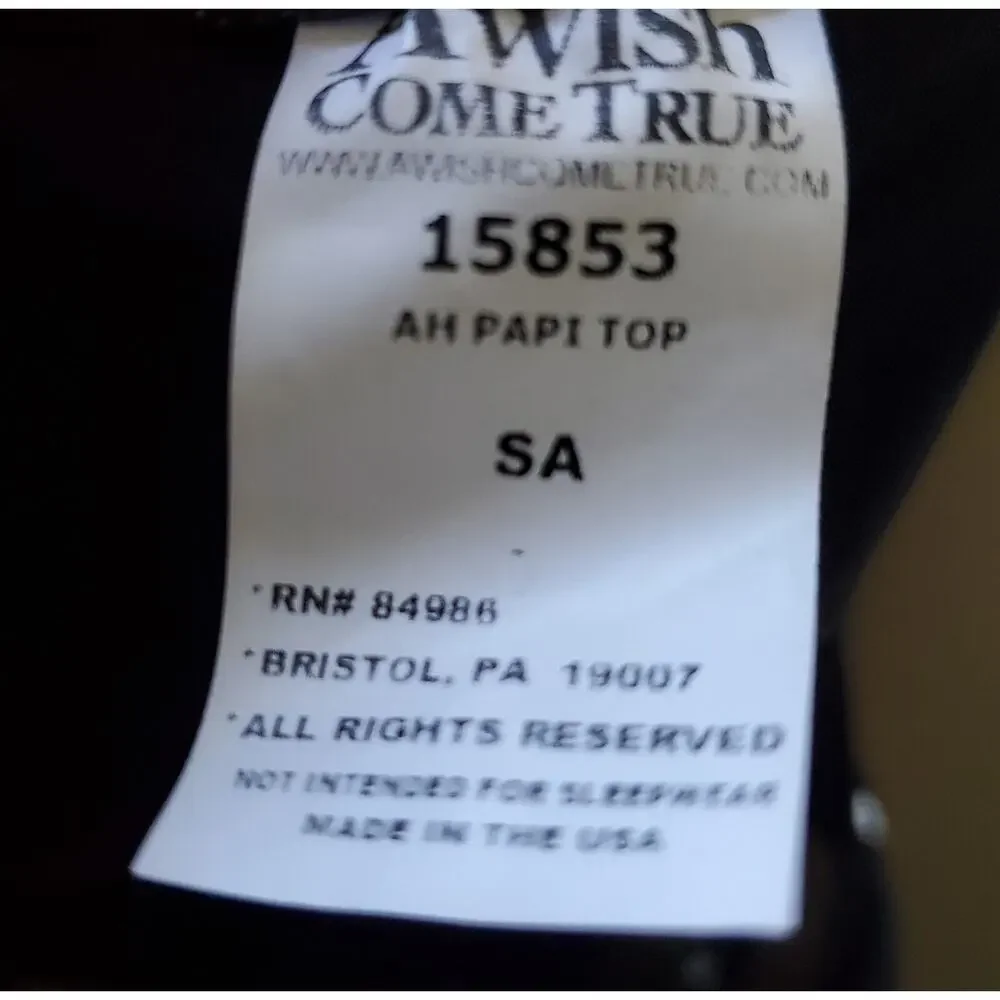 A Wish Come True Ah Papi Top 15853 Sz SA Sleevless Black Bow Dance Cheer Pageant